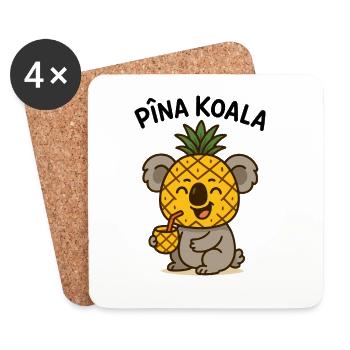 Koala mit Ananas und Fruchtdrink - Untersetzer (4er-Set) - Weiß - Vorne