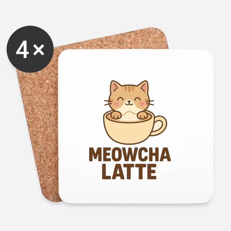 meowcha latte - Untersetzer (4er-Set) - Weiß