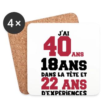 j'ai 40 ans - Dessous de verre (lot de 4) - blanc - Devant