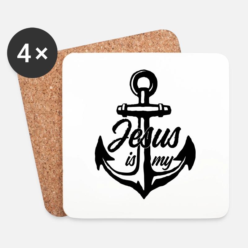 JESUS MY ANCHOR SOUL - Untersetzer (4er-Set) - Weiß