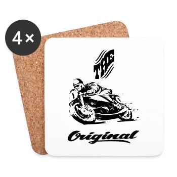 Dessin rétro vintage de moto - Dessous de verre (lot de 4) - blanc - Devant