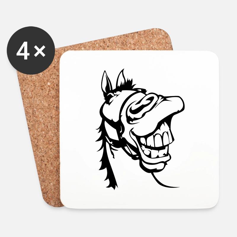 Lachendes Pferd - Untersetzer (4er-Set) - Weiß