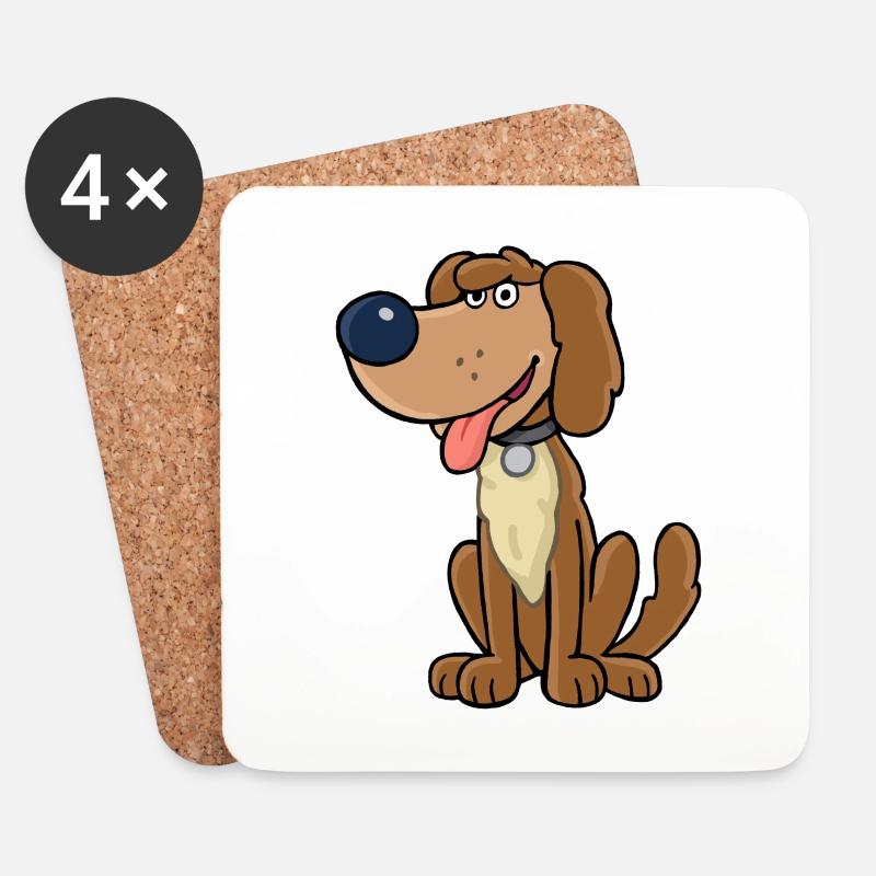 Lustiger Hund, Comicmotiv - Untersetzer (4er-Set) - Weiß