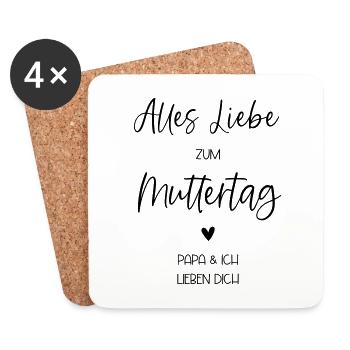 Glückwunsch zum Muttertag Geschenkidee - Untersetzer (4er-Set) - Weiß - Vorne