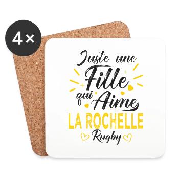une fille aime la rochelle rugby club rochellais - Dessous de verre (lot de 4) - blanc - Devant