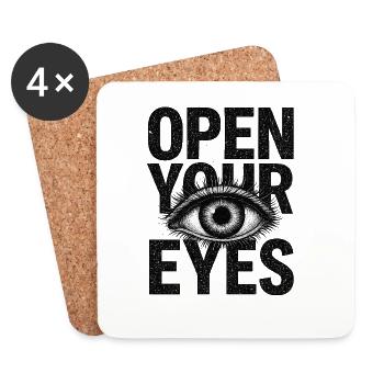 Open Your Eyes – Design du Symbole de l’Œil - Dessous de verre (lot de 4) - blanc - Devant