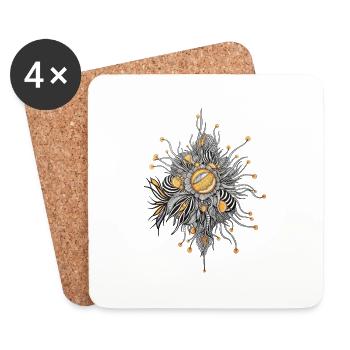 Ornamentale Sonnenblumen-Dahlie - Untersetzer (4er-Set) - Weiß - Vorne