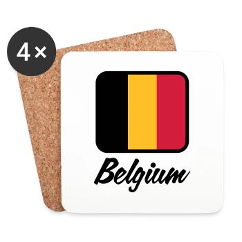 National Flag of Belgium - Coasters (set of 4) - white - Front
