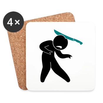 A zombie in the head with a machete - Coasters (set of 4) - white - Front