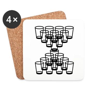 Bierpong - Untersetzer (4er-Set) - Weiß - Vorne