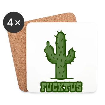 Fucktus - Fuck you Cactus - Middle Finger - Coasters (set of 4) - white - Front