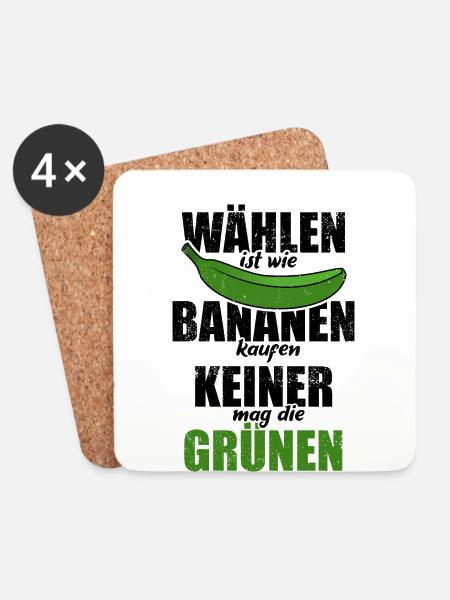 Wählen ist wie Bananen kaufen - keine Grünen - Untersetzer (4er-Set) - Weiß