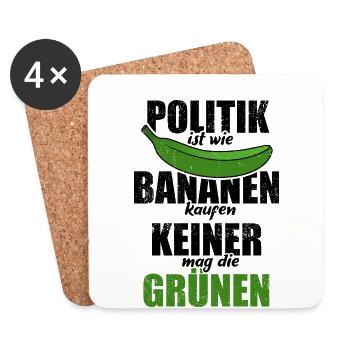 Politik ist wie Bananen kaufen - keine Grünen - Untersetzer (4er-Set) - Weiß - Vorne