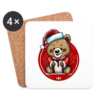 Weihnachten Teddybär - Untersetzer (4er-Set) - Weiß - Vorne