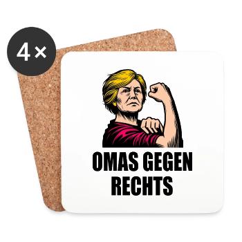 Omas gegen rechts - Untersetzer (4er-Set) - Weiß - Vorne