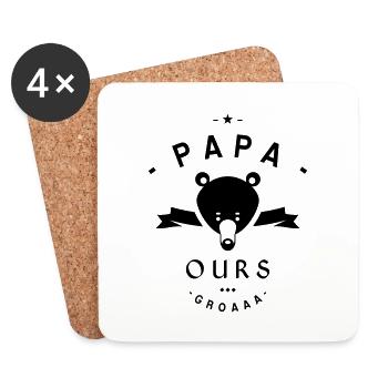 PAPA-OURS - Dessous de verre (lot de 4) - blanc - Devant