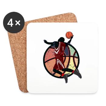 Conception de joueur de basket-ball de basket-ball rétro - Dessous de verre (lot de 4) - blanc - Devant