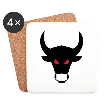 ★ Design colors changeable ★ Evil bull with mask - Coasters (set of 4) - white - Front