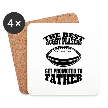 Father Football Papa Rugby Dad Gift Footballer - Coasters (set of 4) - white - Front