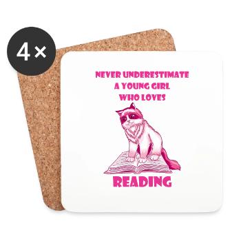 Book lover Reader Book Reading Books Girls - Coasters (set of 4) - white - Front