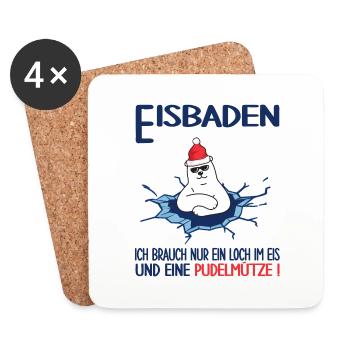 winterbader winterschwimmen pudelmütze eisbaden - Untersetzer (4er-Set) - Weiß - Vorne