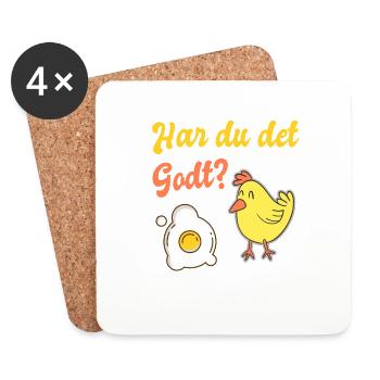 Chick demande à l’œuf: Ça va? - Dessous de verre (lot de 4) - blanc - Devant