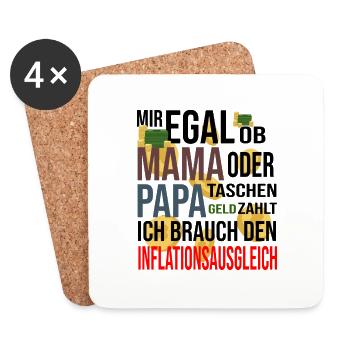 Inflationsausgleich bei Taschengeld - Untersetzer (4er-Set) - Weiß - Vorne