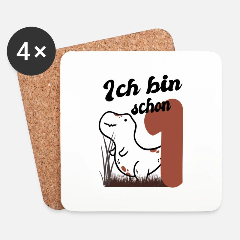 Kinder Geburtstag 1. Jahr Dino - Untersetzer (4er-Set) - Weiß
