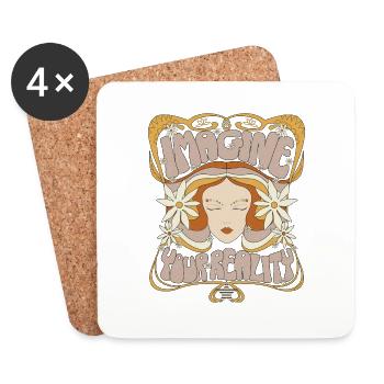 Imaginez un design vintage rétro psychédélique - Dessous de verre (lot de 4) - blanc - Devant