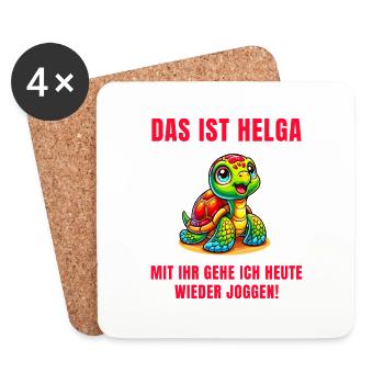 Motivierte Schildkröte Jogging Buddy Helga - Untersetzer (4er-Set) - Weiß - Vorne