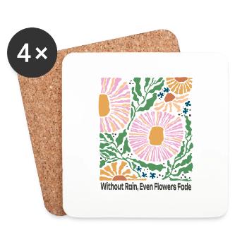 Sans pluie design floral style rétro - Dessous de verre (lot de 4) - blanc - Devant