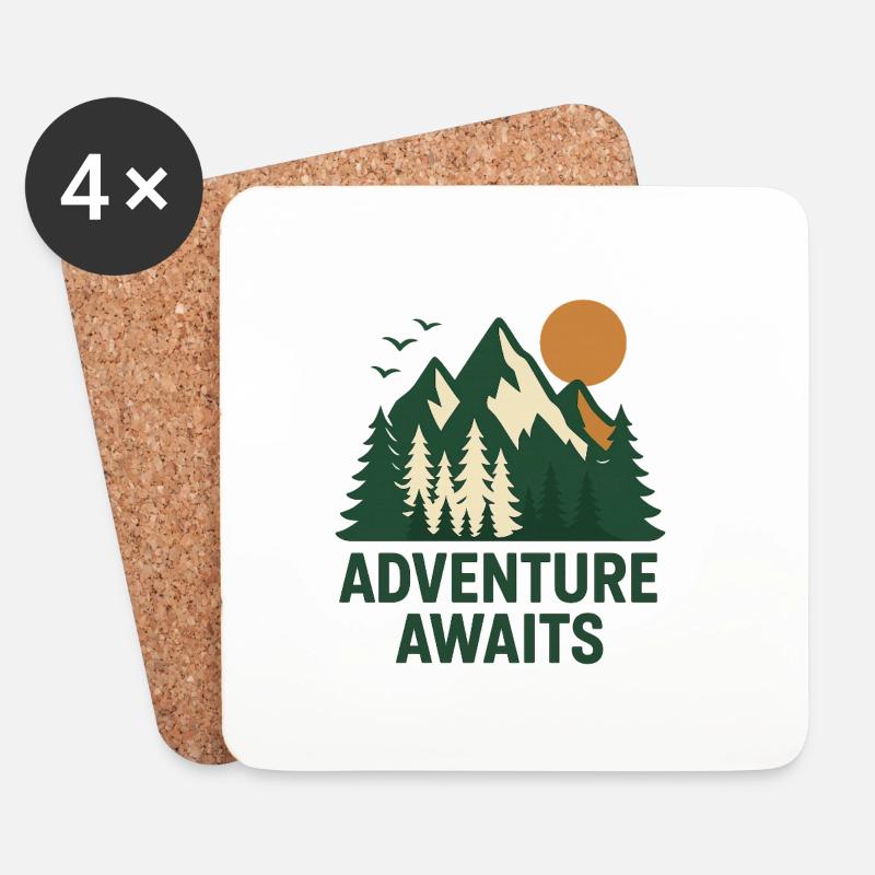 Abenteuerwald Berglandschaft - Untersetzer (4er-Set) - Weiß