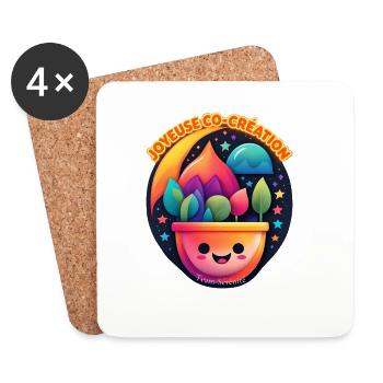 Lächelnder kreativer Topf und Co-Kreation - Untersetzer (4er-Set) - Weiß - Vorne