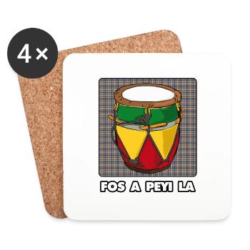 Ka,tambour,Guadeloupe ,îles,caraïbes,Antilles - Dessous de verre (lot de 4) - blanc - Devant