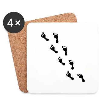 empreinte de pied - Dessous de verre (lot de 4) - blanc - Devant