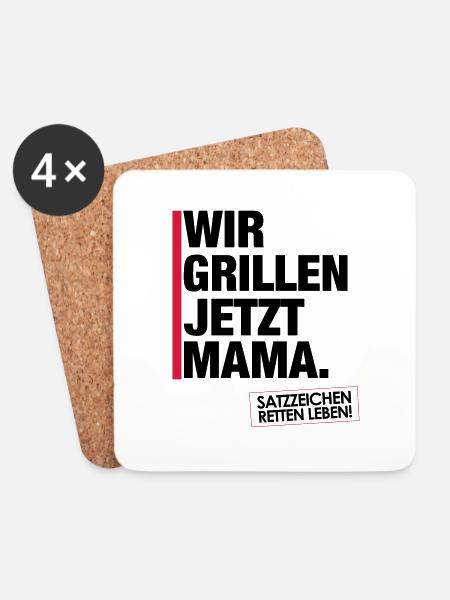 Grillen jetzt Mama. - Untersetzer (4er-Set) - Weiß