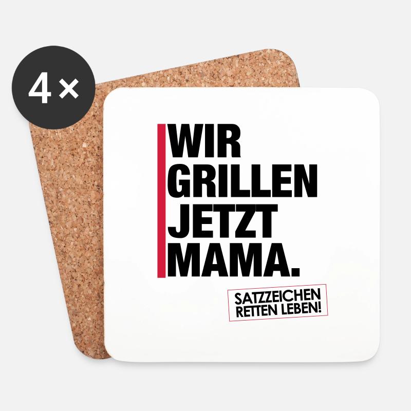 Grillen jetzt Mama. - Untersetzer (4er-Set) - Weiß