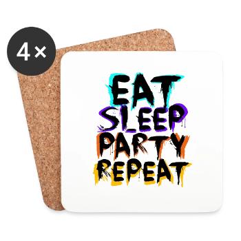 Eat Sleep Party Repeat - Black - Untersetzer (4er-Set) - Weiß - Vorne