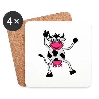 Drôle de vache bande dessinée Cattle Peace Sign - Dessous de verre (lot de 4) - blanc - Devant
