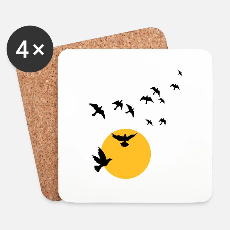 Vögel im Sonnenuntergang - Untersetzer (4er-Set) - Weiß