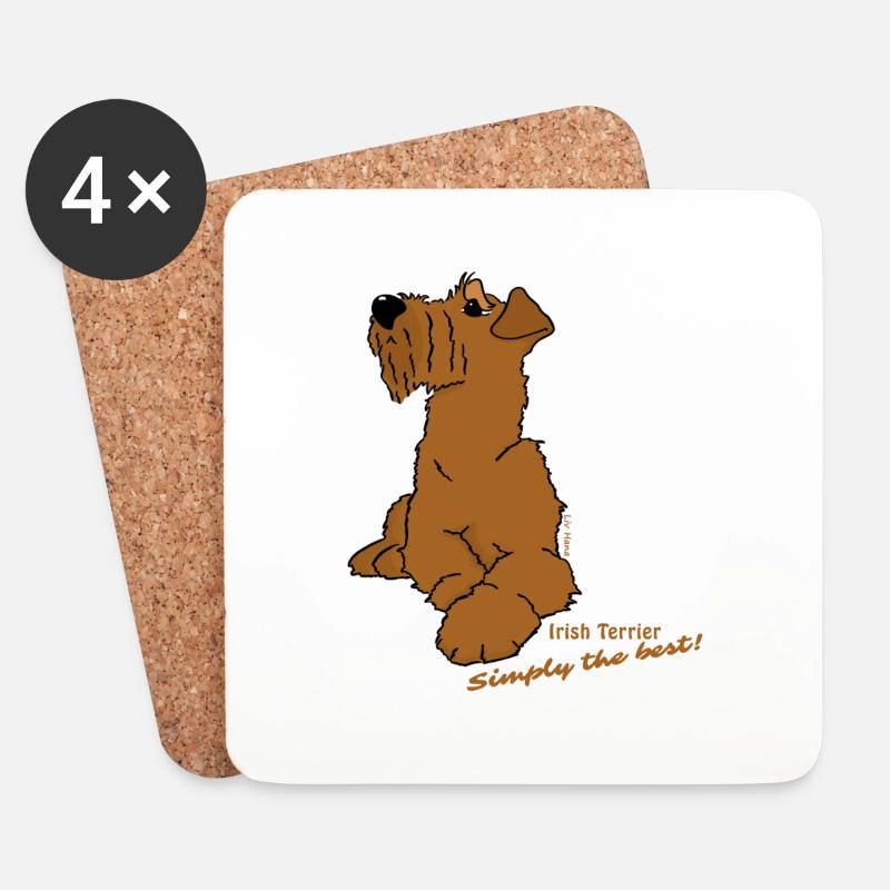 Irish Terrier liegend - Untersetzer (4er-Set) - Weiß