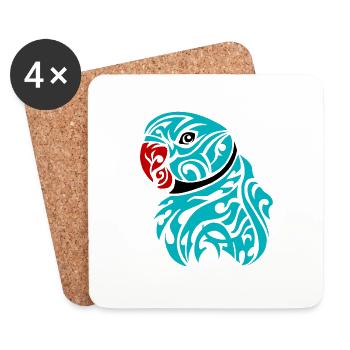 Blue ringneck parrot tattoo - Coasters (set of 4) - white - Front