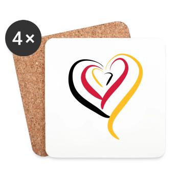 Deutschland Herz - Untersetzer (4er-Set) - Weiß - Vorne