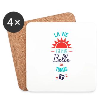 En tong - Dessous de verre (lot de 4) - blanc - Devant