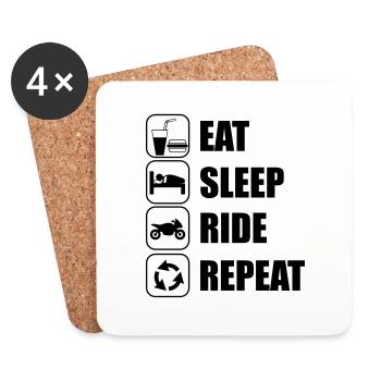 eat sleep ride - Dessous de verre (lot de 4) - blanc - Devant