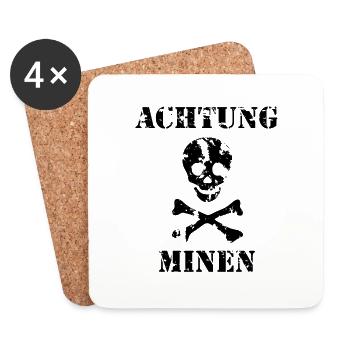 Achtung Minen Sign - Coasters (set of 4) - white - Front