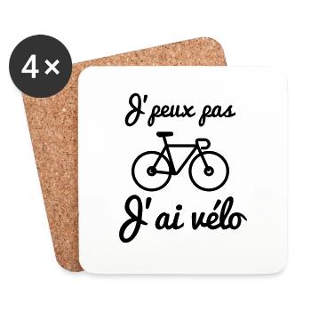 J'peux pas j'ai vélo - tee shirt cyclisme - Dessous de verre (lot de 4) - blanc - Devant