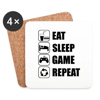 eat sleep game geek - Gaming Nerd - Untersetzer (4er-Set) - Weiß - Vorne