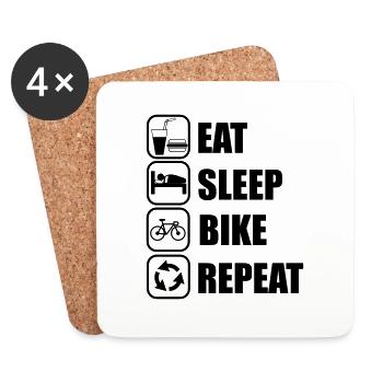 eat,sleep,bike,repeat Cycling - Coasters (set of 4) - white - Front