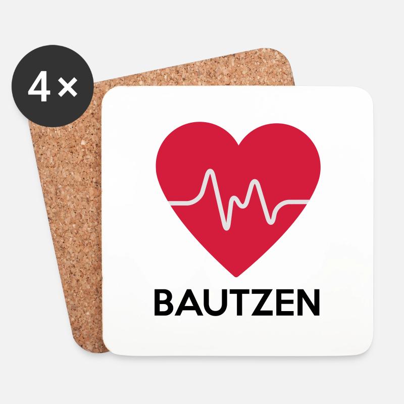 Herz Bautzen - Untersetzer (4er-Set) - Weiß